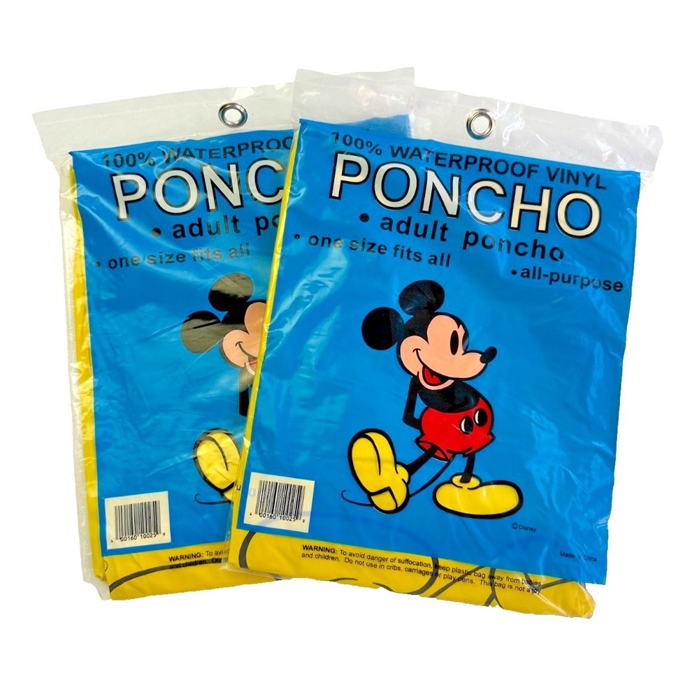Disney Blue Yellow Mickey Mouse Adult Poncho